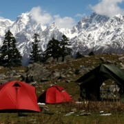 Camping below the pass